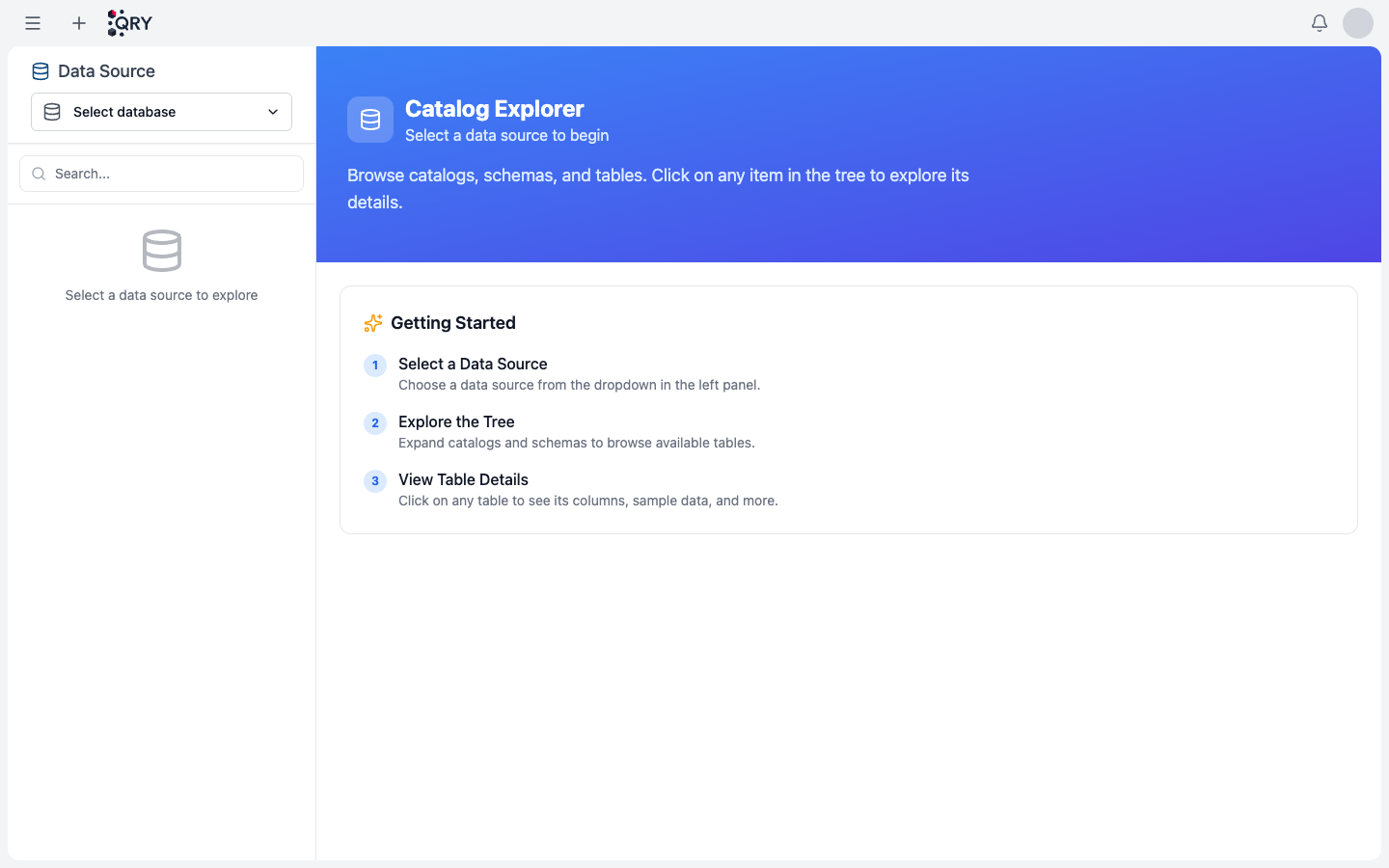 Catalog Explorer empty state
