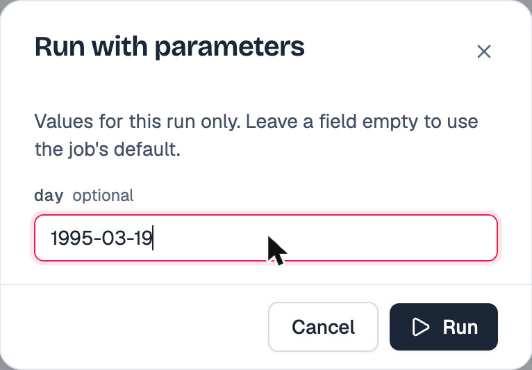 Run with parameters