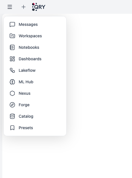 Sidebar menu open
